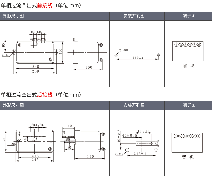 JSL-14凸出式固定安裝結構外形尺寸